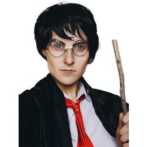 ALLAURA Compatible with Harry Potter Wig  Short Black Boy Wizard Wig & Glasses Set for Kids & Adults  Magical School Costume Accessory for Halloween, Cosplay, Book Week, Fantasy Party Outfits