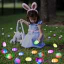24 PCS Prefilled Easter Eggs, 12 Easter Eggs + 12 Light Up Grape Mesh Sensory Balls Fidget Toys, Kids Boys Girls Toddlers Easter Basket Stuffers Glow in The Dark Fillers Easter Eggs Hunt Party Favor