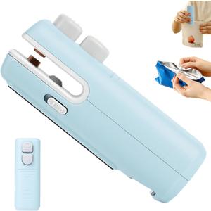 Mini Bag Sealer with Cutter and Magnet, 3-in-1 Rechargeable Magnetic Food Sealer & Cutter, USB Portable Handheld Heat Sealing Tool for Snacks, Chips, Vegetables to Keep Food Fresh (Blue)