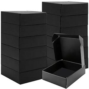 Yihurlm Shipping Boxes, 18 Pack Black Corrugated Cardboard Boxes, Recyclable Small Mailer Boxes for Packaging Small Business Shipping Mailing Gifts(6x6x2 Inch, Black)