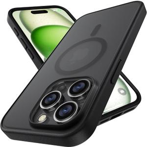 Gatita for iPhone 15 Pro Magsafe, Sturdy Matte Frosted Translucent Minimalist Phone Case with Slick Substantial Protective Plastic Cover for iPhone 15 Pro- Black Translucent