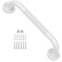 12 Inch Oil Rubbed White Grab Bar w/Anti-Slip knurled Grip, iMomwee Stainless Steel Wall Mount Bathroom Safety Handrail Support, Shower Balance Bar, Handicap Elderly Senior Assist Textured Bath Handle, White