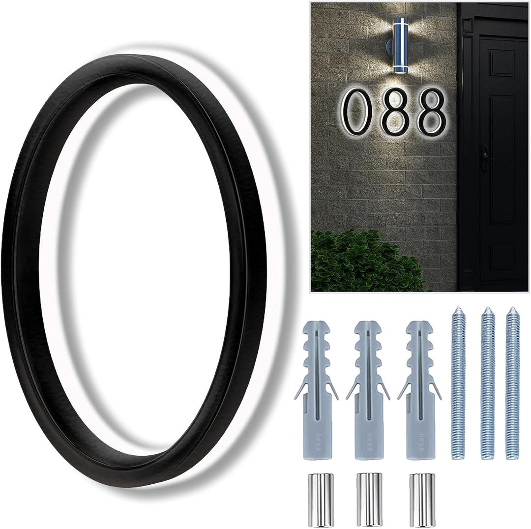 Backlit LED Home Address Numbers, 8 Inch House Numbers, Stainless Steel Hand-Polished Waterproof for House Address Signs, Lighted House Numbers for Outside Modern, Low-Voltage, Yard, Shop (0, Black)