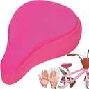 WINNINGO Kids Bike Seat Cushion, Anti-Slip Gel Child Bike Seat Cover Comfortable Adjustable Small Bicycle Saddle Pad for Child Indoor Outdoor Cycling, 9 x 6in (Light Pink)