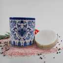Small Vintage Blue and White Porcelain Salt Cellar with Lid Ceramic Salt Holder Container for Countertop, Airtight Spice Jar, Kitchen Storage Dish