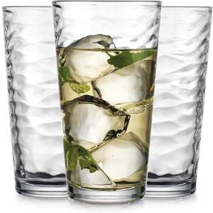 Glaver's Drinking Glasses Set of 10 Highball Glass Cups, 17 Oz Cooler Glassware. Home and Bar Everyday Basic Drinkware Elegant Kitchen Glasses for Water, Juice, Cocktails, Iced Tea.