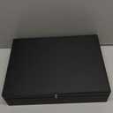 DoubleFill 1 Layer Leather Silverware Storage Box with Lid and Drawer Handle, 15.3 x 11.2 Inch, Black Flatware Organizer with Felt-lined for Utensils, Kitchen Gift