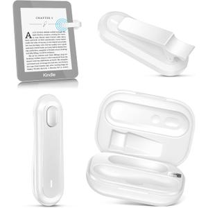 Page Turner for Kindle Paperwhite, Remote Control Page Turner with Charging Case for Kindle iPad iPhone, Wireless Clicker for Reading in Bed (White)