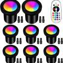 RGBW Low Voltage Landscape Lights, 16 Color Changing Outdoor In-Ground Lights IP67 Waterproof 12V-24V Landscape Spotlightst for Garden Yard Pathway Christmas(8 Pack)