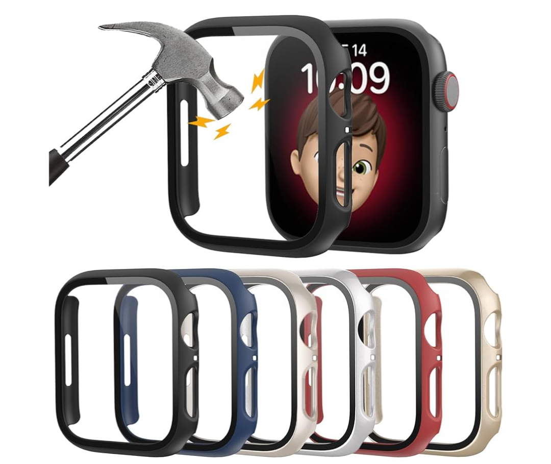 6 Pack Hard PC Case with Tempered Glass Screen Protector 44mm for Apple Watch SE 3/SE(2nd) Series 6/SE/5/4,Rontion Ultra-Thin Scratch Resistant Full Protective Bumper Cover for iWatch 44mm Accessorie