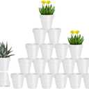 vensovo 3 Inch White Terra Cotta & Terracotta Pots with Drainage - 20 Pack Clay Flowerpots, Succulent Nursery Planter Great for Plants, Crafts, Wedding Favor
