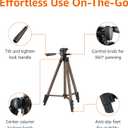 Amazon Basics 50-inch Lightweight Portable Camera Tripod Stand with Quick-Release Plate, Adjustable Height, Aluminum, for Travel Photography, Champagne