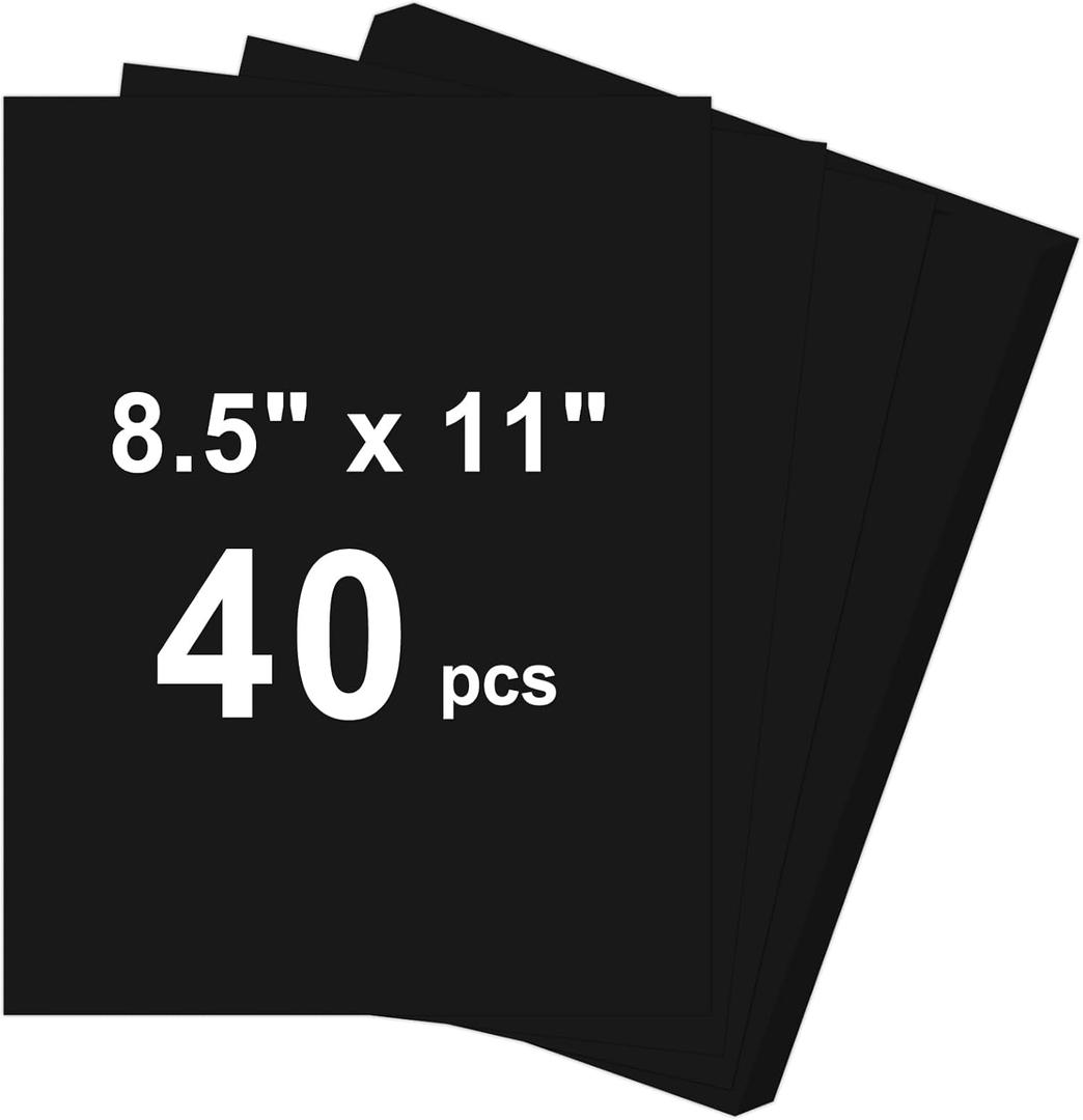40 Sheets Cardstock 8.5x11, 65lb Black Card Stock, Construction Paper, 180gsm Thick Printer Paper for Printing, Painting, Card Making, Kids School Supplies,Party Decorations