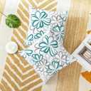 CaliTime Throw Pillow Covers Pack of 2 Cozy Fleece Line Flowers Decorative Cushion Cases for Couch Bed Sofa Farmhouse Decoration 18 X 18 Inches Teal Green Blue Grey