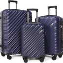 Luggage Sets Suitcases with Wheels Suitcase set Hardshell Luggage sets Clearance Luggage sets with TSA Lock 20/24/28 Inch Luggage Lightweight Suitcases with Wheels (Navy Blue) Set of 3