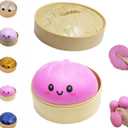Dumpling Squishies,Glitter Dumpling, Glitter Squishy with Box,Easter Basket Stuffers (Pink)