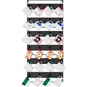 IBUYKE Mug Racks for Wall,Set of 3, 24-Hook Large Coffee Mug Holder Wall Mounted, Rustic Wood Coffee Mug Rack Display Organizer for Kitchen, Home,Bar,Black TBJ005B-3