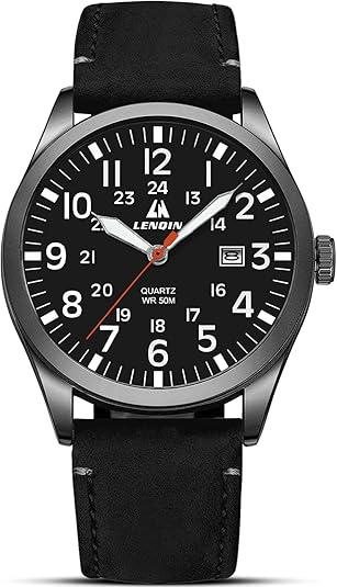LN LENQIN Mens Watches Unisex Military Sport Nylon Strap Stylish Luminous Fashion Analog Quartz Watch for Men Waterproof Army Tactical Casual Wristwatch