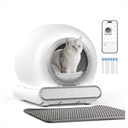 Self Cleaning Litter Box, Integrated Safety Automatic Cat Litter Box Self Cleaning 65L+9L for Multiple Cats, App Control, Odor Removal, Includes Mat & Liner (3 Rolls) - White