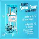Nostalgia Snow Cone Shaved Ice Machine - Retro Cart Slushie Machine Makes 48 Icy Treats - Includes Metal Scoop, Storage Compartment, Wheels for Easy Mobility - White, Blue