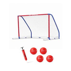 A11N Sports Floating Water Polo Goal Set Large 4.7ft x 3.1ft Pool Net with 4 Balls Fun Summer Backyard & Pool Game - Blue & Red