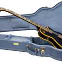 Crossrock Relief Series Les Paul Guitar Case for Single-Cut Electric Guitars | Carved Smoke Blue Finish, Monochrome Blue Velvet Interior, Lock  Premium Wooden Hardshell