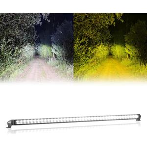 White Amber LED Light Bar 42 Inch Single Row High Bright Dual Color Slim Spot Flood Combo LED Work Light Driving Fog Lamp for Pickup Off Road Truck ATV UTV Boat