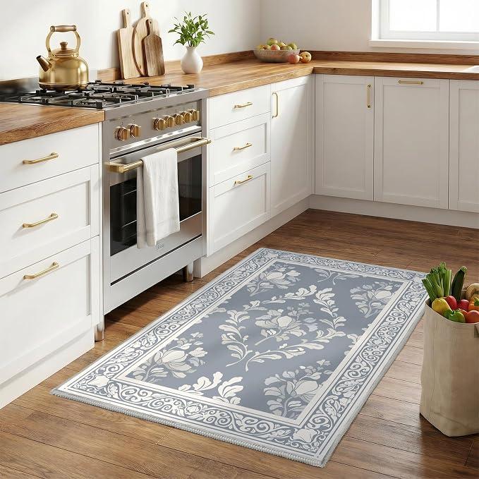 SOULFUL Medium Pile 8x10 Rugs for Living Room - Soft Underfoot Large Area Rug - Greige/Multi - Washable Non-Slip - Perfect for Bedroom Kids Room Under Dining Table Office