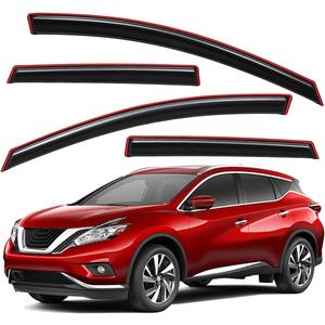 Lightronic Extra Durable Clip-on in-Channel Auto Vent Window Visor, Fits 2015-2024 Nissan Murano, UV Protection Rain Guard, Original Wind Deflector, No-Drill Easy Install, Dark Smoke, 4-Pcs