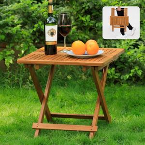 Idzo Mira Acacia Wood Folding Bistro Side Table Outdoor, 19.5 Inch x 19.5 Inch, Heavy Duty 200 Lbs Capacity Loading, Space-Saving for Garden & Balcony, No Assembly, Small Size