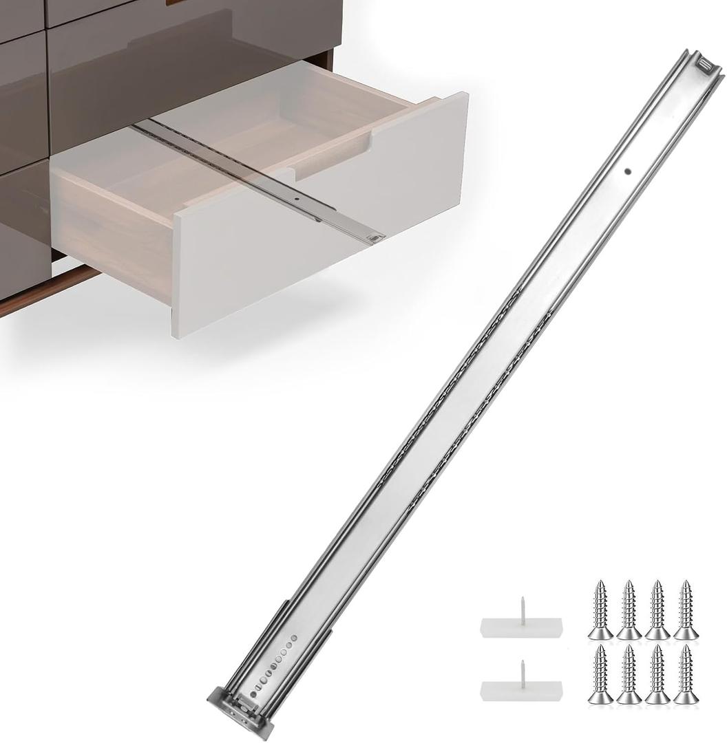 homdiy 2 Pcs Bottom Mount Centered Drawer Slides for Cabinet and Dresser 20 Inch Heavy Duty Center Mount Drawer Rails 3/4 Extension Glide Track