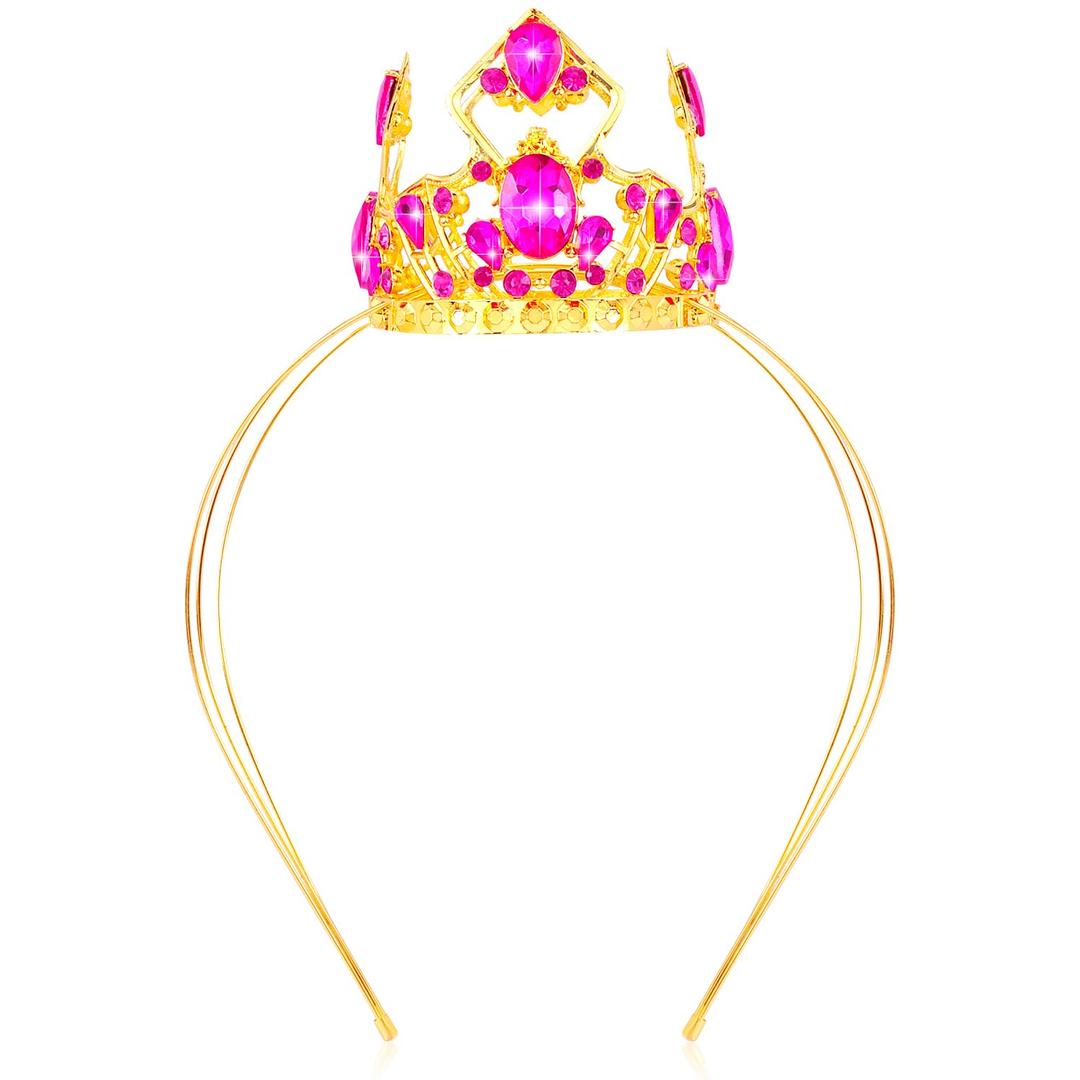 2 x VELSCRUN Hot Pink Crystal Tiara Crowns, Halloween Headband for Women, Princess Girls Tiaras, Queen Crown Princess Quinceanera Headpieces for Birthday Prom Bride Wedding Pageant Party Hair Band