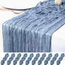 10 Pack Dusty Blue Cheesecloth Table Runner 17x108 Inch Semi Sheer Boho Rustic Gauze Cheese Cloth Table Runners for Wedding Party Birthday Baby Shower Home Décor