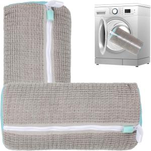 HSQUARE Shoe Washing Bag 2 Pack for Washing Machine  Fits Sneakers, Running Shoes, Sports Shoes, Boots & Kids Footwear  Triple Layer Mesh with Chenille Padding & Strong Zipper  Laundry Bag