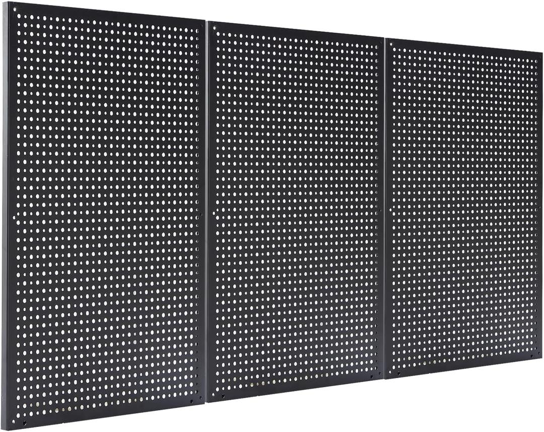 Peg Board,3 Pack 16-Inch X 24-Inch Heavy Duty Metal Peg Board Tool Organization Panels,Ideal for Storage Solutions in Garages, Workbenches, Workshops, Kitchens, and Other Iocations(Black)