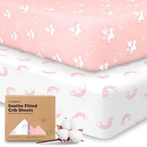 KeaBabies 2-Pack Organic Crib Sheets for Boys, Girls - 52x28 Fitted Crib Mattress Sheet Neutral, Breathable Jersey Cotton Cover for Baby Bed, Toddler Mattress, Soft & Cute Prints (Dreamland)