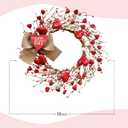 TEMPUS 18" Artificial Valentine's Day Wreath, Pink and Red Heart Berry Wreath for Front Door Wall Party Wedding Decorations, for Girl Friends for Valentine's Day