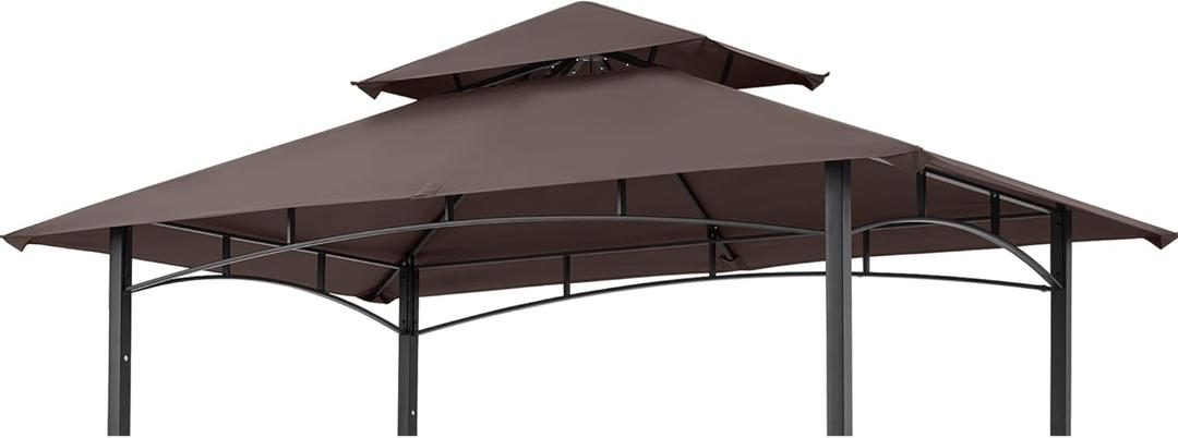 ABCCANOPY Grill Gazebo Canopy Replacement - 5x8 Double Tiered BBQ Canopy Top Cover for #L-GG001PST-F, Outdoor Grill Tent Roof (Brown)