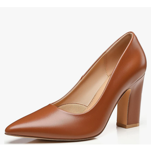 Trary Heels for Women Closed Pointed Toe Chunky Pumps Shoes Women Block High Heels Comfortable Slip-On Dress Office Party Wedding Shoes 3.54" Heel Size 8