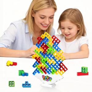 iuuoi 64 PCS Tetra Board Game for Kids and Adults, Balance Stacking Game for 2 Players+ Party, Family and Friends,Tower Stack Team Building Blocks Toy