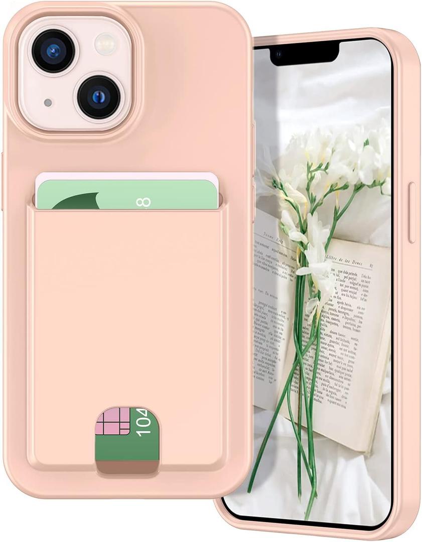 Petocase for iPhone 15 Wallet Case Card Holder Slot Ultra Slim Fit Flexible TPU Gel Rubber Soft Skin Silicone Protective Phone Case Cover for Apple iPhone 15 6.1 inch Light Pink