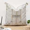 Eyda Homes Cotton Throw Pillow Cover Bohemian Farmhouse 20x20 Inches Square Decorative Soft Embroidered Cushion Cases for Sofa, Bedroom, Couch- Stone Grey