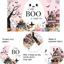 2 x Mocsicka A Little Boo is Almost Due Backdrop Banner Pink Halloween Baby Shower Decorations Backdrop Cute Ghost Castle Little Boo Baby Shower Decorations Photo Booth Props 70.8 x 43.3 Inch
