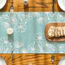 Artoid Mode Blue Bloom Flowers Butterfly Spring Table Runner, Seasonal Holiday Kitchen Dining Table Decoration for Home Party Indoor 13x108 Inch