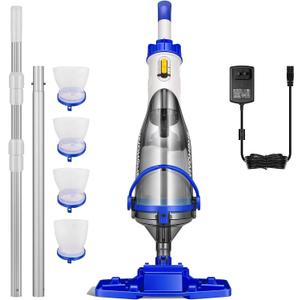 VIVOHOME Handheld Pool Vacuum 1110GPH Suction Cordless Pool Cleaner 40W Powerful Motor Long-Run 60min Battery, Adjustable 9.12FT Pole for Above Ground & In-Ground Pools, Spas - Blue