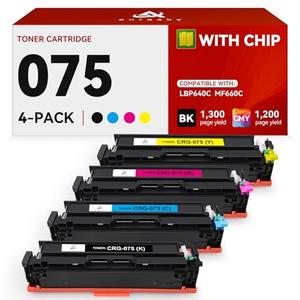 075 Toner Cartridges Set Compatible Replacement for Canon 075 075H Cartridge Works with Canon Color imageCLASS MF660 MF660C MF662Cdw MF663Cdw MF665Cdw LBP640 LBP640C LBP646Cdw LBP647Cdw Printer 4-Pack