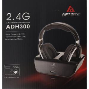 Artiste ADH300 2.4GHz Wi-Fi Digital Stereo TV Headphones with Charging Dock - Black