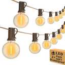 100ft 2-Pack Outdoor String Lights,Dimmable G40 LED String Lights with 52 Shatterproof Clear Bulbs UL Approval Waterproof Globe 1W 2700K Outdoor Lighting for Backyard Porch Cafe Party Wedding Garden (Brown Wire)