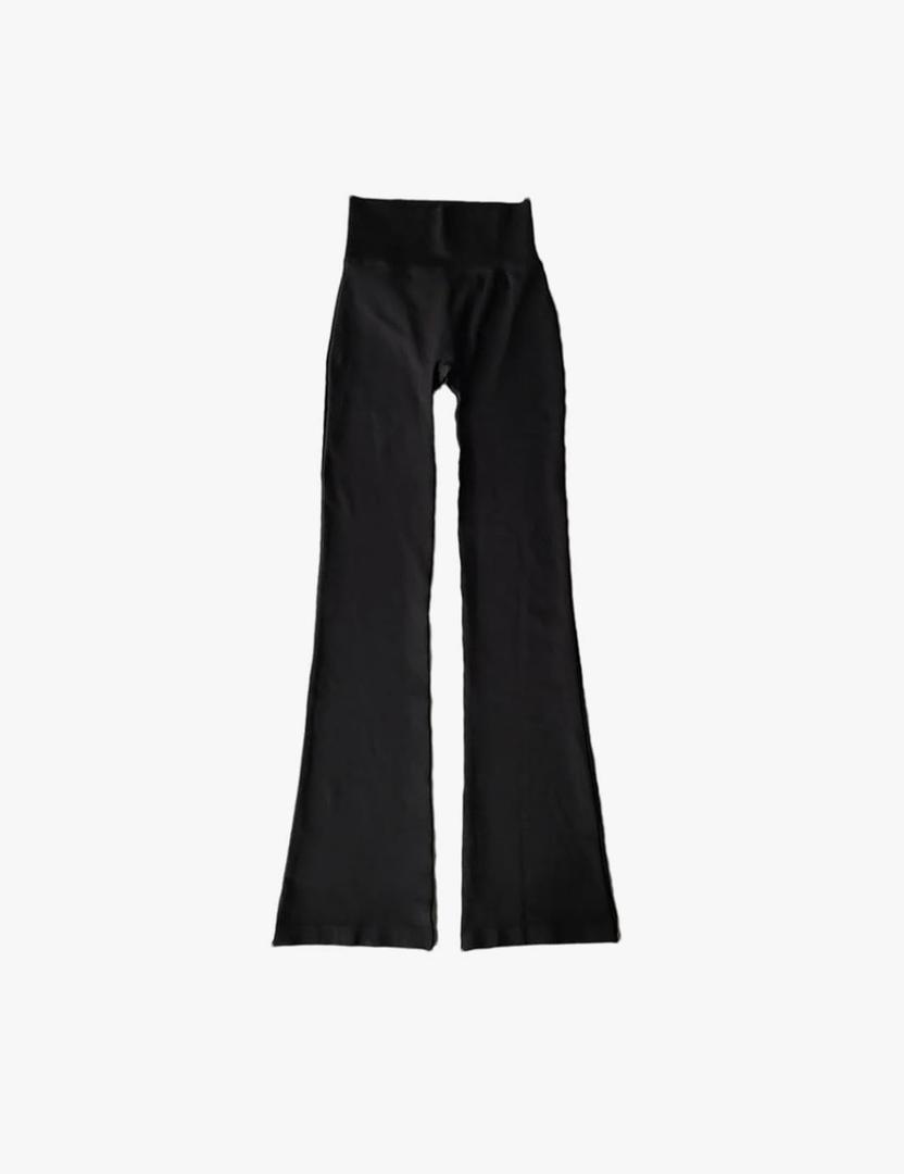 Women's Knit High Waist Bootcut Pants Soft Stretchy Elastic Waistband Flared Trousers Full Length Wide Leg Lounge Pants for Women Black XL