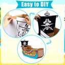 Eaasty Coloring Pirate Ship Cardboard Boat Playhouse for Kids Crafts DIY Large Kids Outdoor Playhouse Toy for Toddlers to Color Pirate Halloween Party Decorations